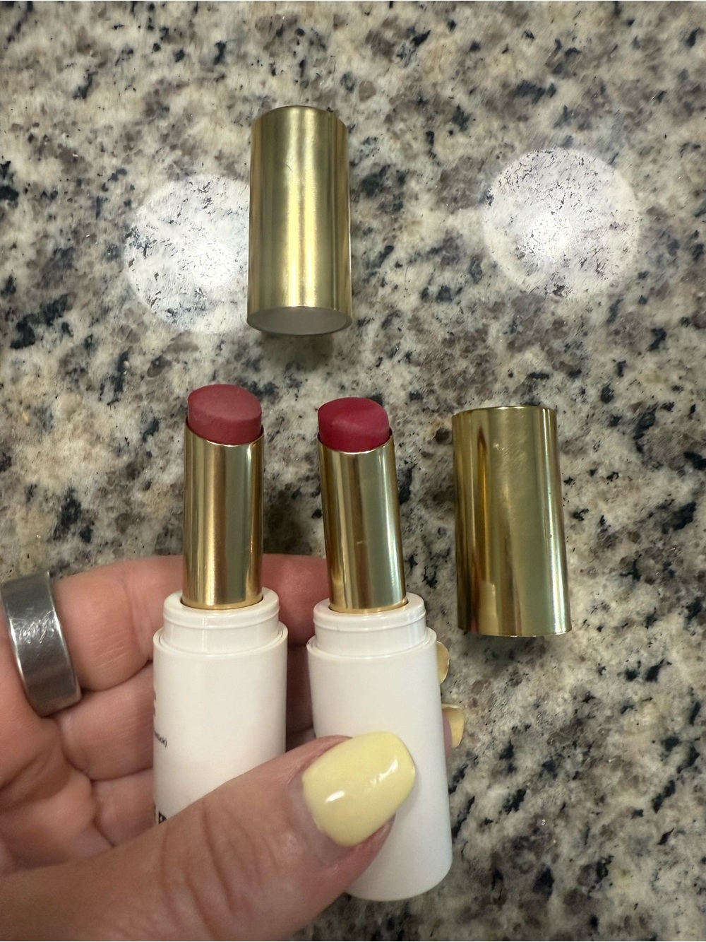 Brand new, never used, Bisou Bisou Satin Lipstick Duo — Rose Pink & Berry Pink